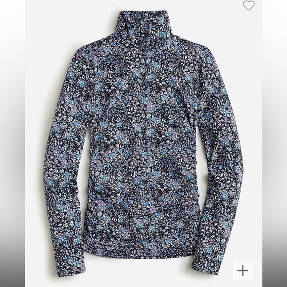 J. Crew Ruched matte jersey turtleneck in Coventry floral - Picture 2 of 8
